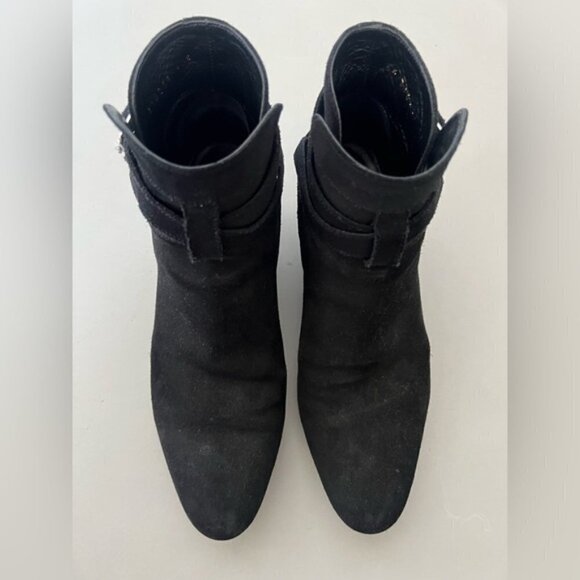 Saint Laurent Black Suede Buckle Strap Ankle Boot - Picture 5 of 14
